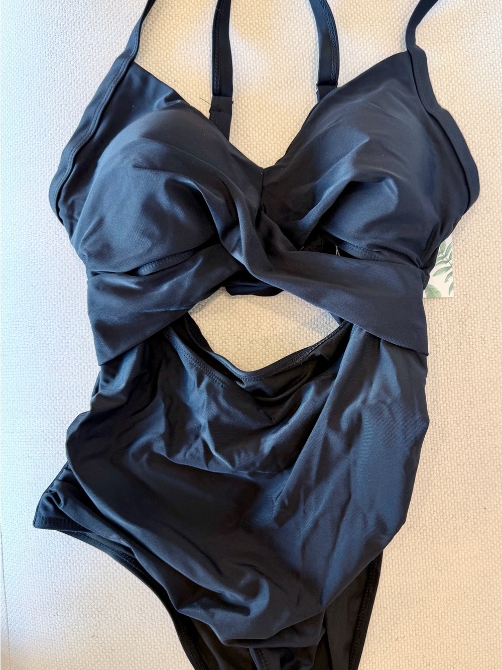 Sleek Black Twist-Front One-Piece Swimsuit